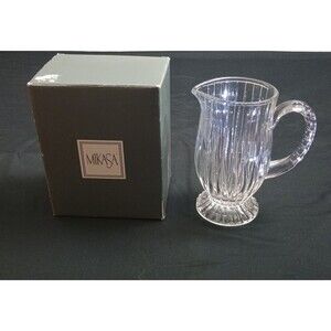 VINTAGE MIKASA CRYSTAL PARK LANE FOOTED PITCHER NIB Retired